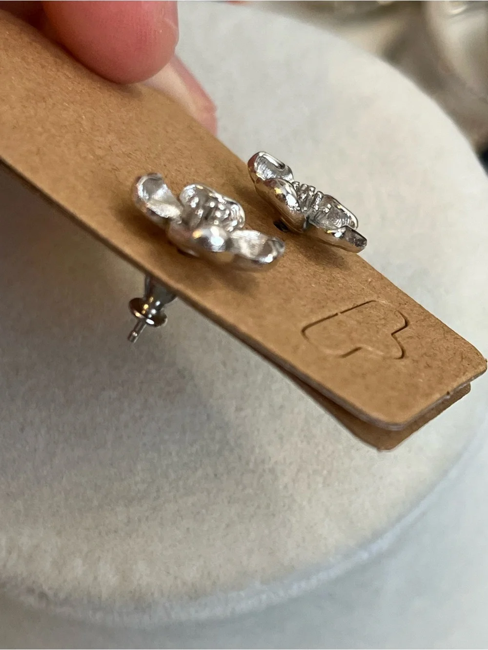 Vintage Signed Crown Trifari Silver Tone Dogwood Flower Stud Earrings